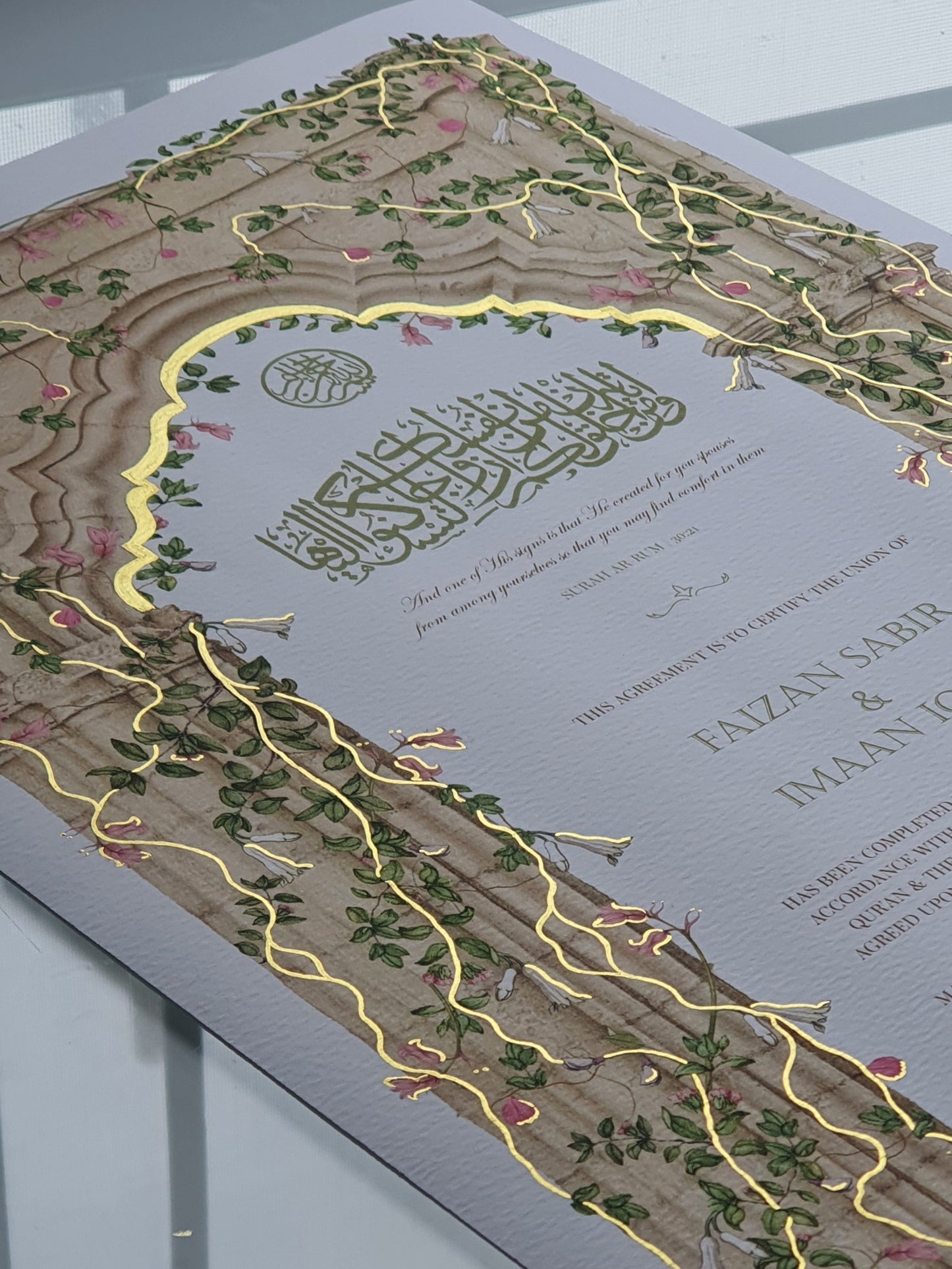 In Bloom - Gold Embellished Nikah Certificate