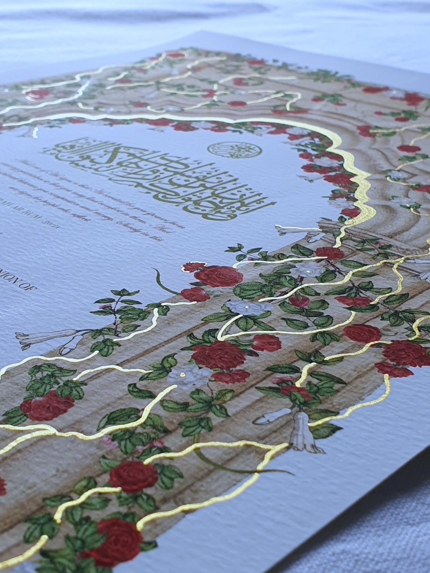 Scarlet Bloom - Gold Embellished Nikah Certificate