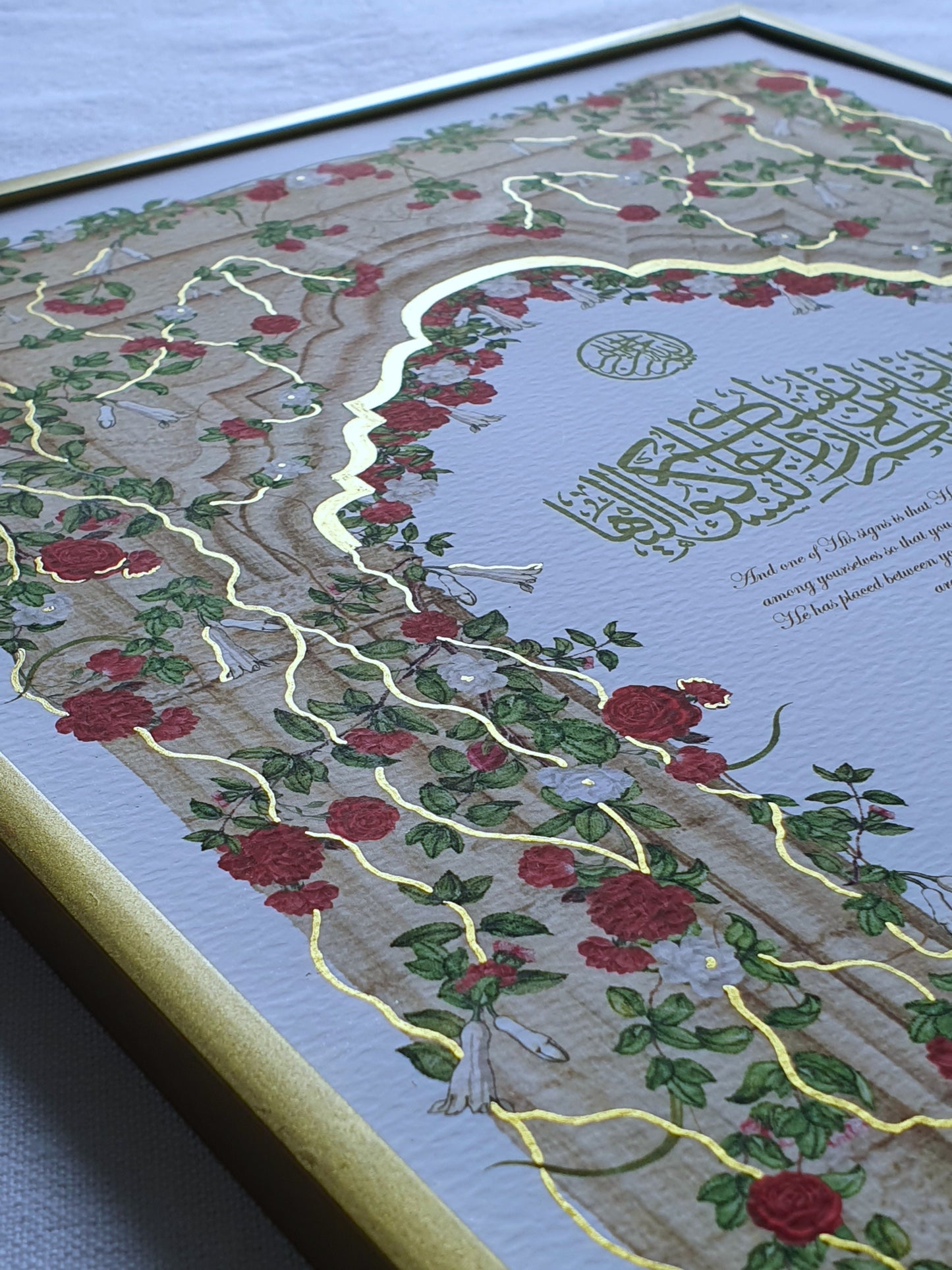 Scarlet Bloom - Gold Embellished Nikah Certificate