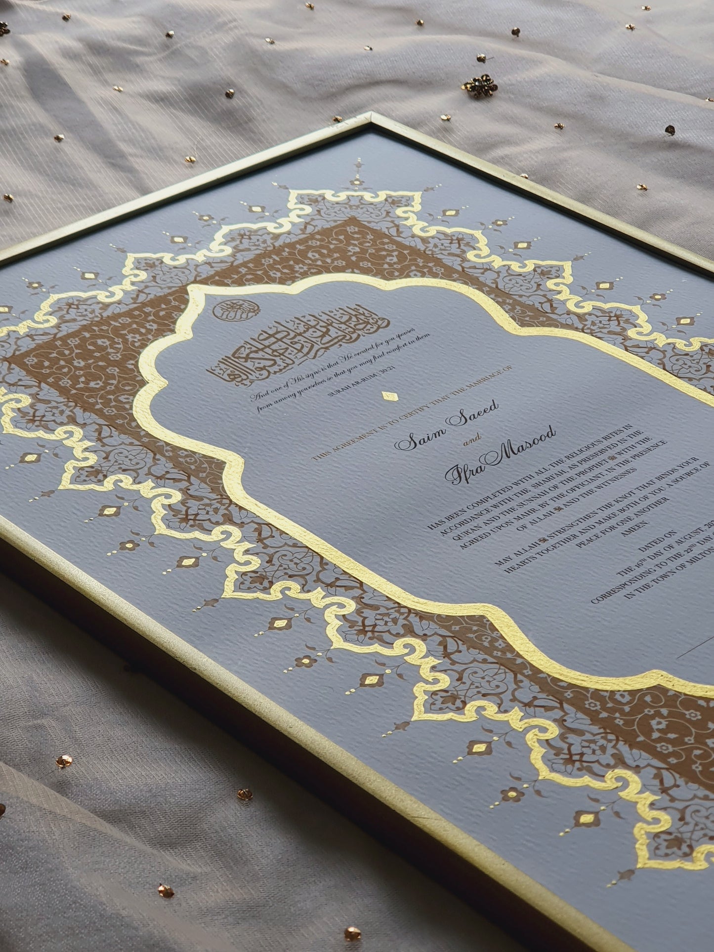 Noor - Gold Embellished Nikah Certificate