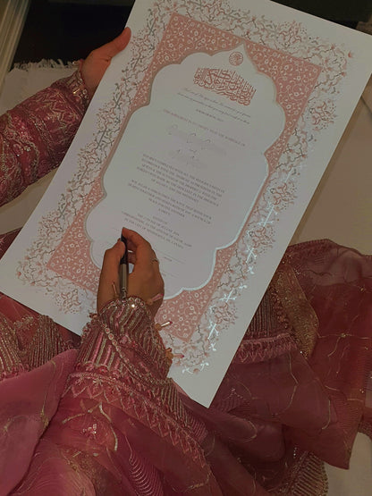 Wa'd - Silver Blush Embellished Nikah Certificate