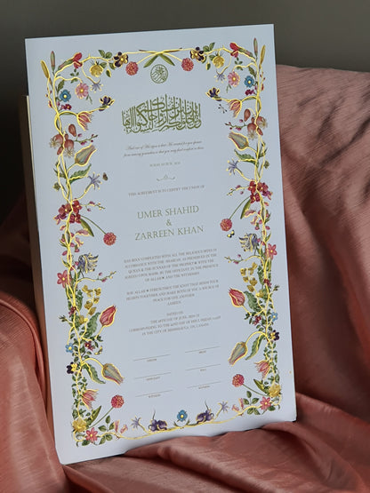 Botanical - Gold Embellished Nikah Certificate