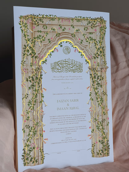 In Bloom - Gold Embellished Nikah Certificate