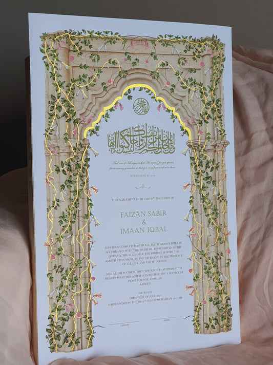 In Bloom - Gold Embellished Nikah Certificate