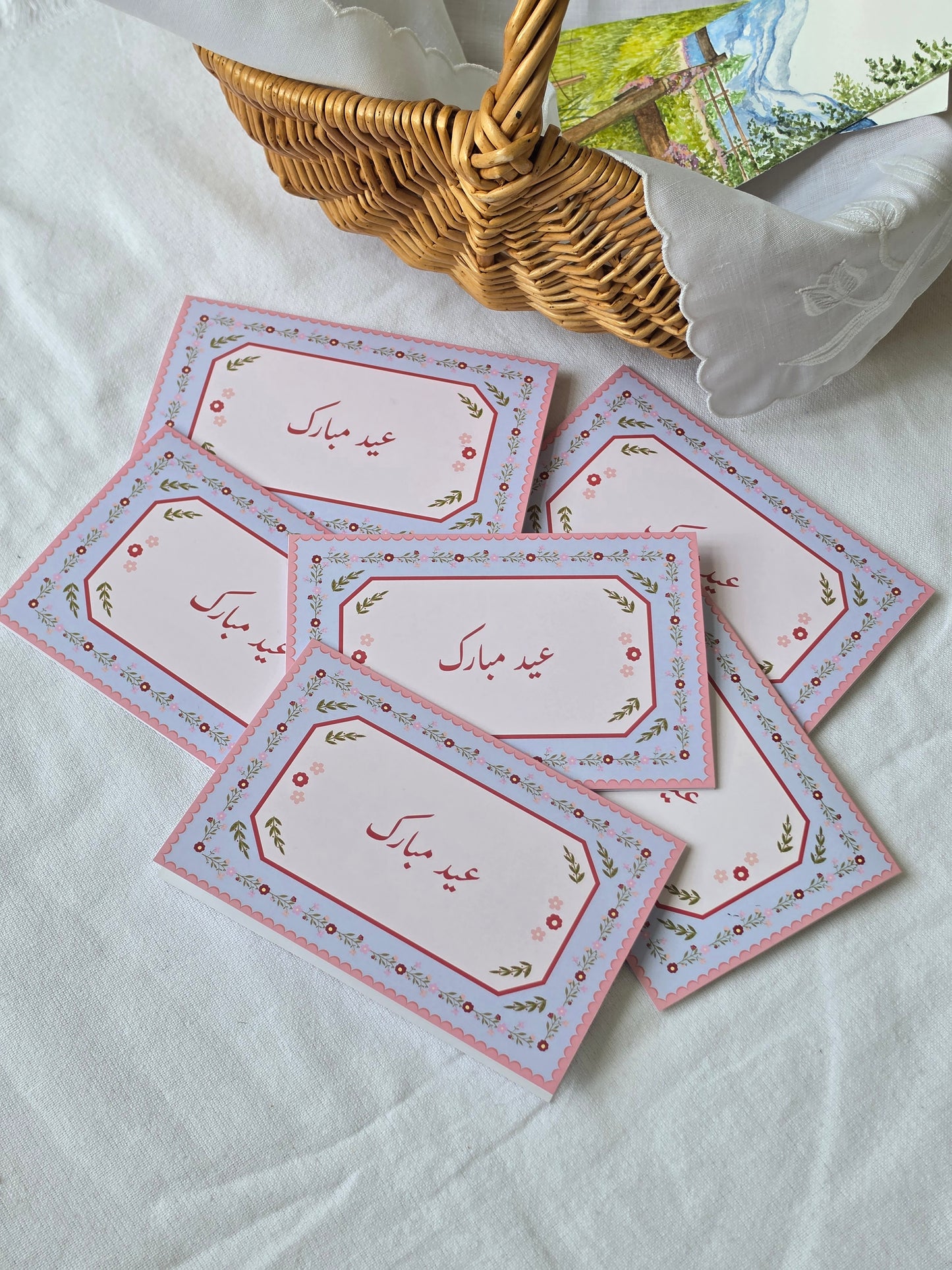 Islamic Occasions - Sky Blue Eid Mubarak Card (Set of 4)