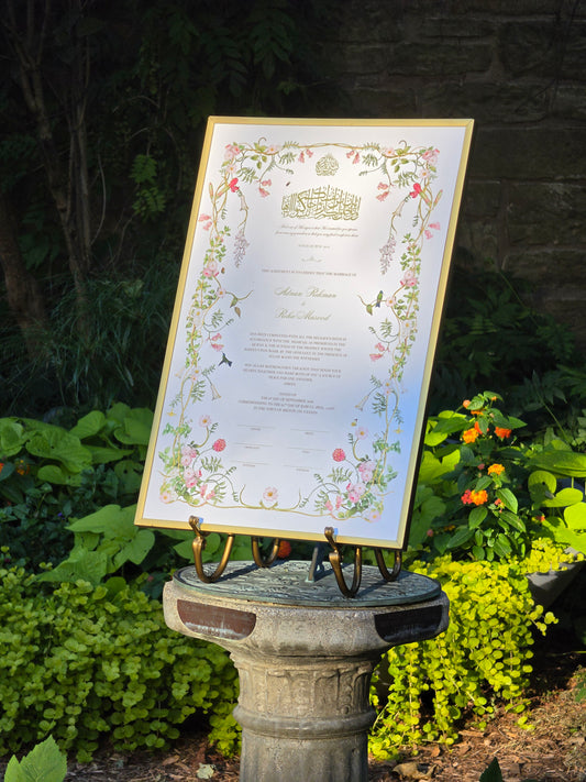 Dance of the Hummingbird - Gold Embellished Nikah Certificate