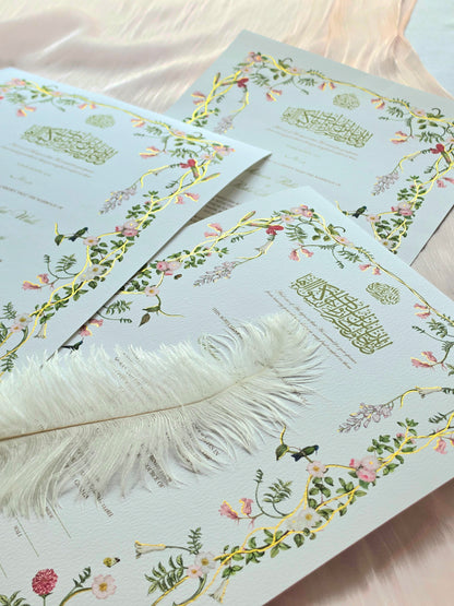Dance of the Hummingbird - Gold Embellished Nikah Certificate