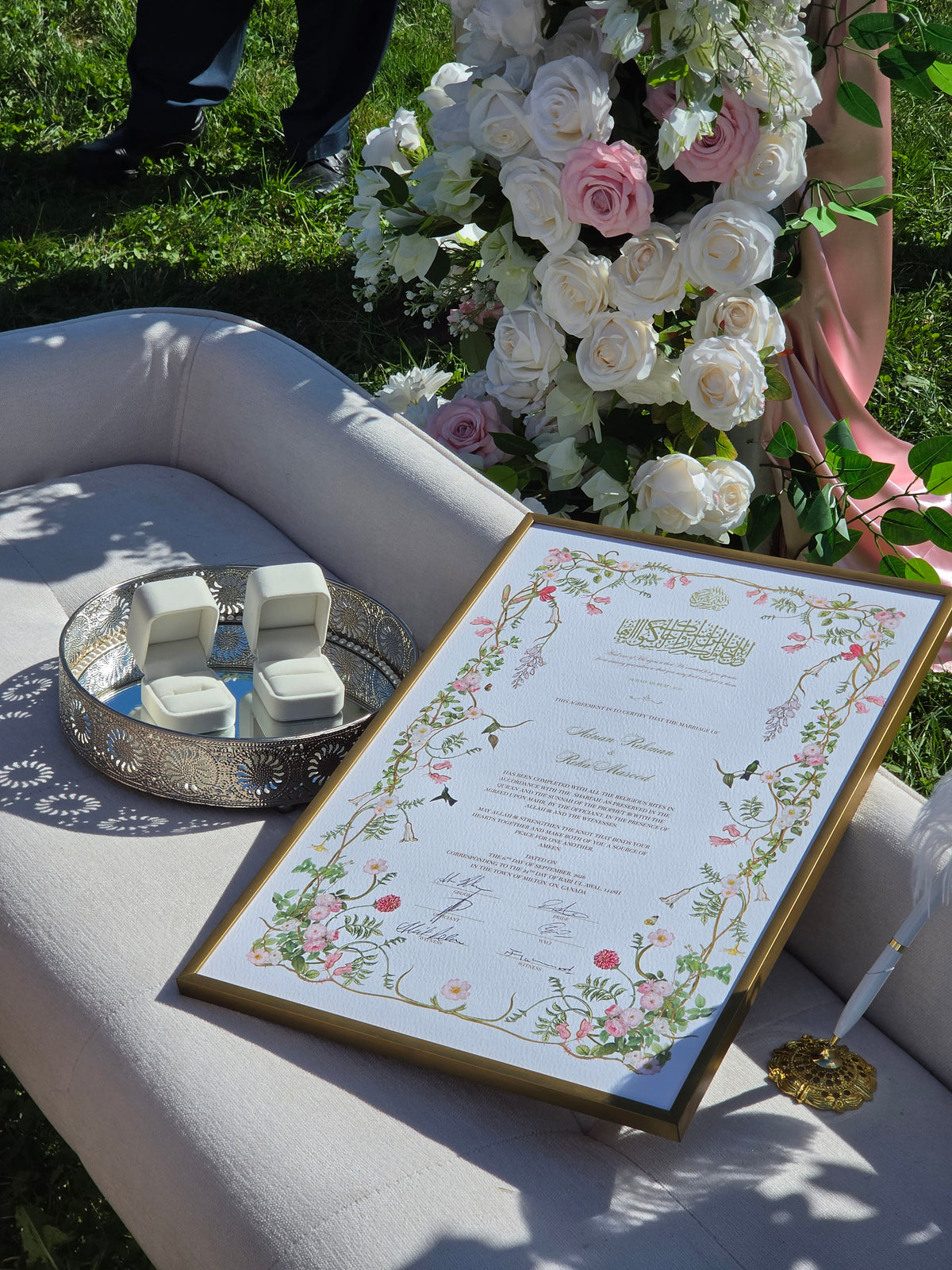 Dance of the Hummingbird - Gold Embellished Nikah Certificate