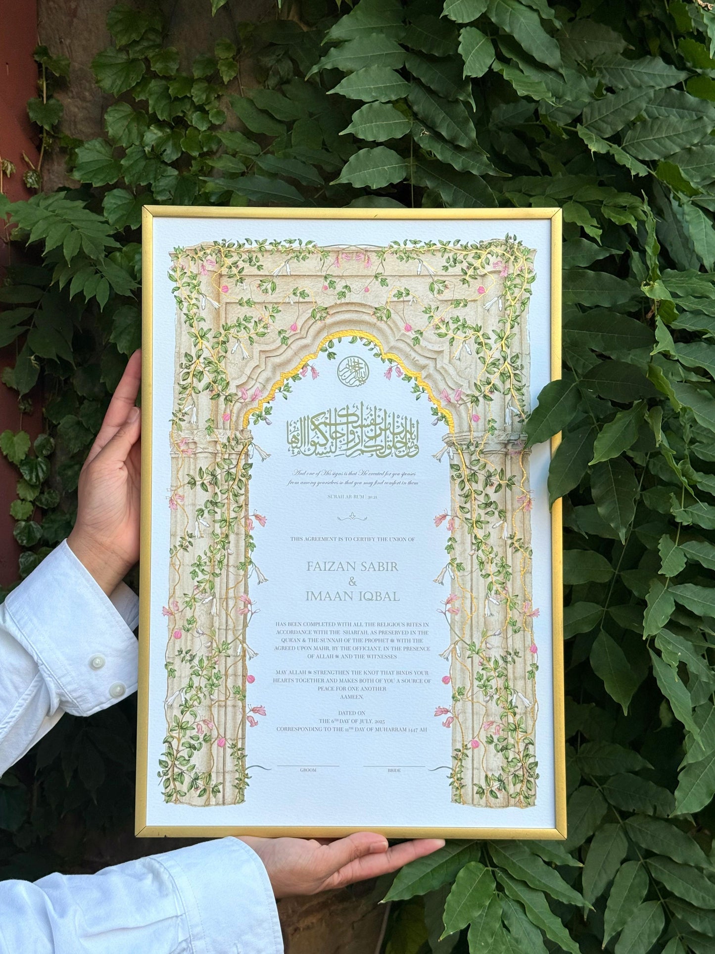 In Bloom - Gold Embellished Nikah Certificate